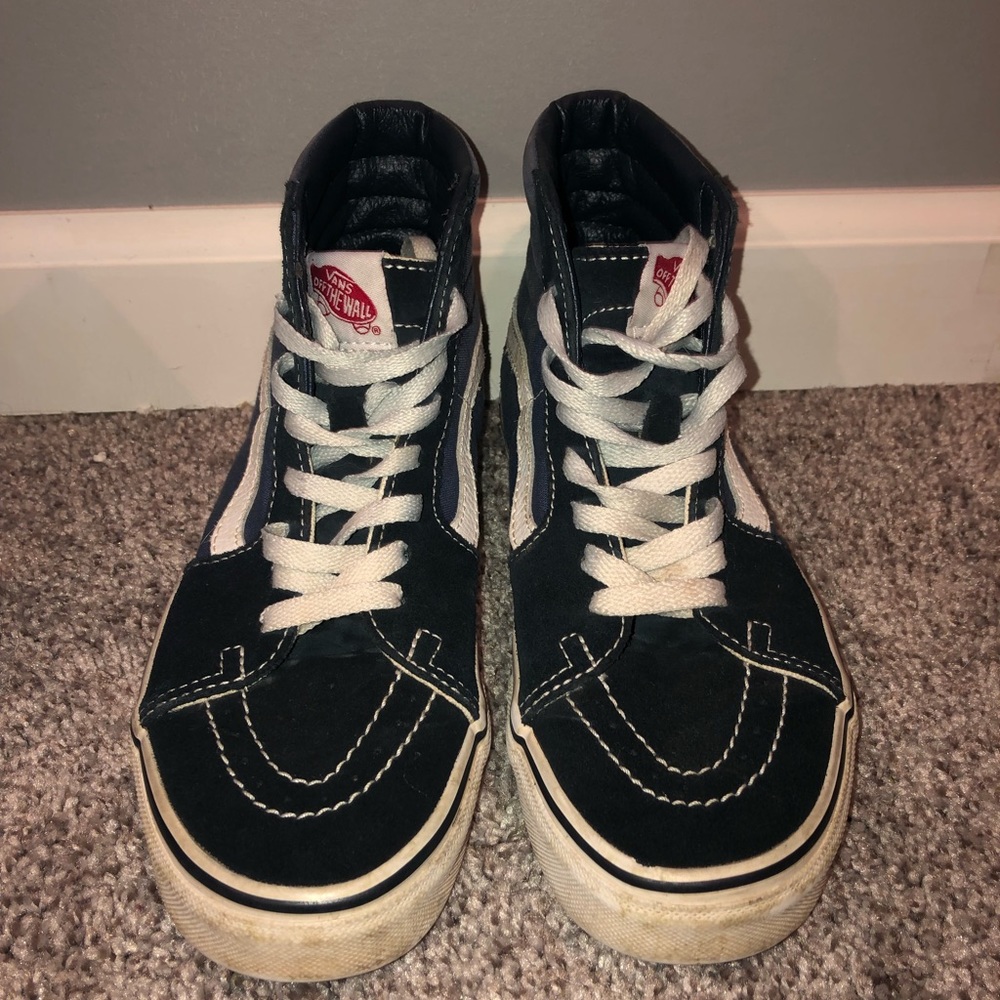 Black and Blue High Top Vans